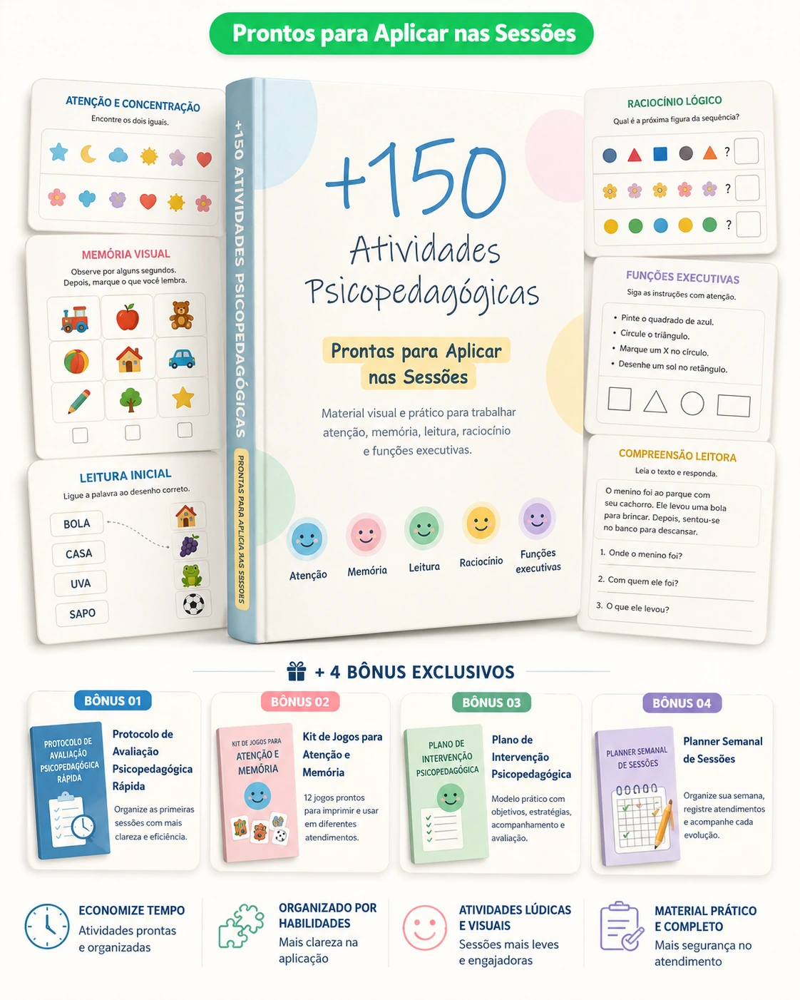 Mockup do plano completo com as atividades psicopedagógicas e os bônus