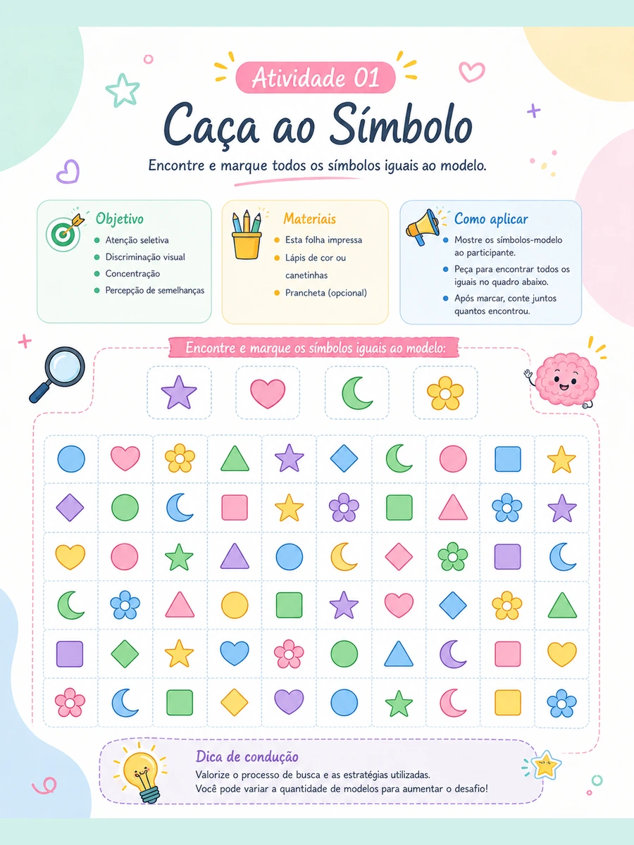 Atividade de atenção: caça ao símbolo